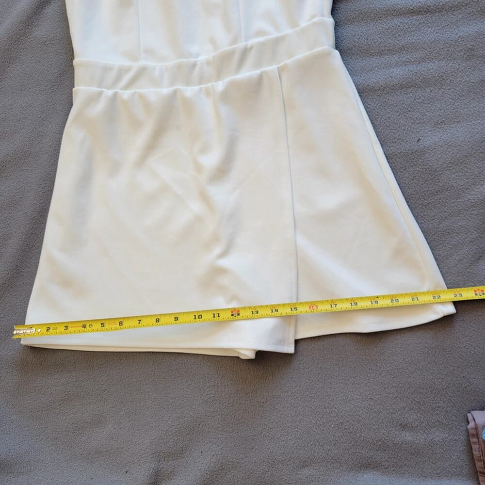 MOA MOA Sleeveless Romper Womens Large Cream Skort Jumpsuit Overlay Oval Cutout - Picture 6 of 13